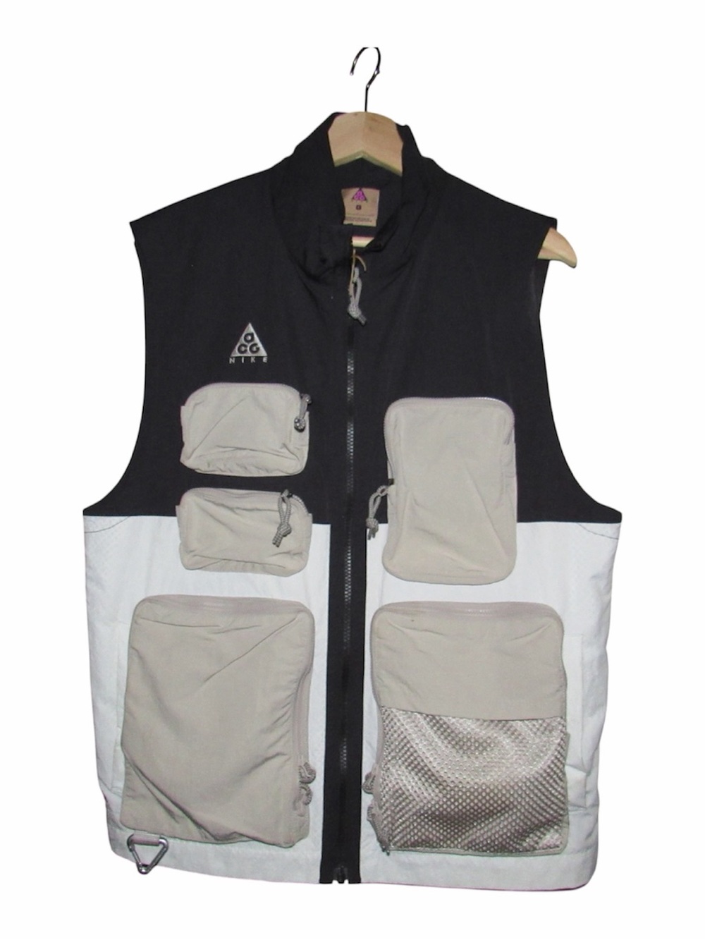 Nike ACG Multiple Pockets Functional Vest Black White Splicing Sz S CK7236-010